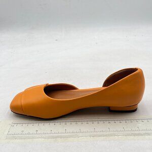 Wo Wagas Orange Pump Side Cut Block Low Heeled Square Toe Slip On Shoes